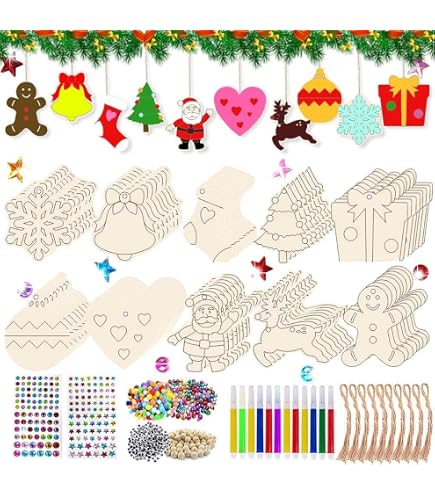 Lezehea 5 Pièces Bricolage bois pour Enfant Kit,Maison de Noël en bois