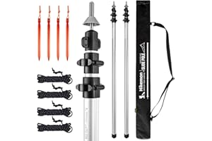 HIKEMAN Lot de 2 poteaux télescopiques en aluminium pour bâche, tente, auvent, camping, réglable de 93 à 230 cm