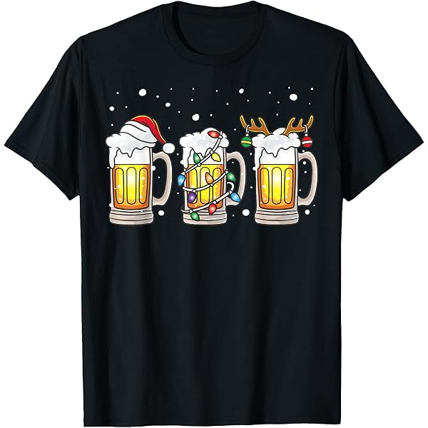 Chopes à Bière Déguisement Noël - Père Noël, Elfe, Renne, Arbre De Noël - 3 Tasses Amusantes