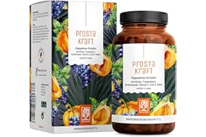 ‎NATURTREU NATURTREU® Prostakraft - 120 vegane Kapseln hochdosiert mit Sägepalmenextrakt (301 mg), Brennnessel, Kürbiskern mit Vitamin E, Zink, Selen - 2 Monatsvorrat