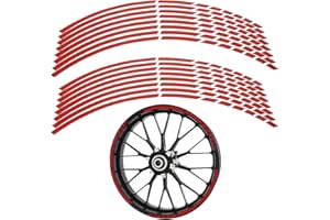 SEMINISMAR Rim Sticker, Reflective Wheel Rims Strip Sticker, Complete Set, Rim Edge Sticker, Rim Tape, Motorcycle, Bicycle, Car, Red Motorcycle Sticker Complete Set, Red