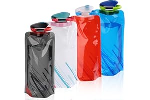 VIEVRE 4 składane butelki do picia 700 ml, butelki wielokrotnego użytku, bez BPA, składane butelki na napoje, na wędrówki, podróże, przygody, fitness