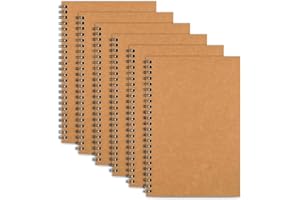 TSKDKIT Album da Disegno A5 Sketchbook, 6 Pacchi Rilegatura a Spirale Blocco da Disegno con 100 Pagine/ 50 Fogli, Quaderni da Disegno Marrone per Bambini Adulti Blocco