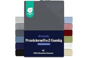 Prześcieradło Dreamzie 140x200 cm, 100% bawełna Premium Jersey, wysokość materaca do 22 cm, hipoalergiczne, Oeko-Tex, ciemnoszary