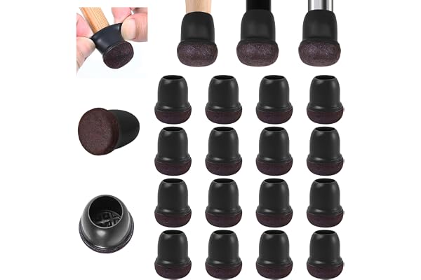 Ezprotekt Protection Pied de Chaise, 12-20mm Patins pour Chaises en Silicone avec Feutre épaissi, 16 pièces Noir Petit Patin de Chaise Protections Tampon de Sol, réduire Les Rayures