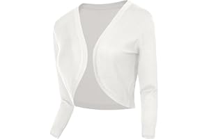 Urban GoCo Damen V-Ausschnitt Kurz-Strickweste Strickjacke 3/4 Ärmel