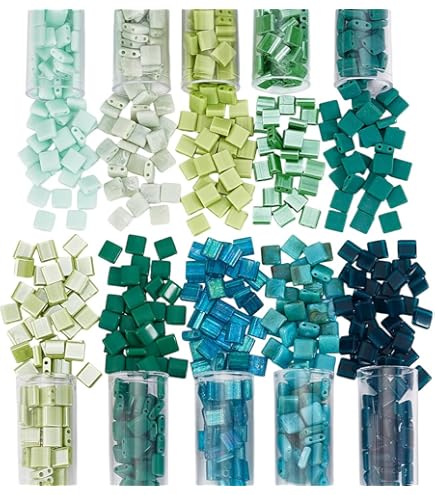 80 Perles De Rocaille Plates à 2 Trous UNICRAFTALE – 8 Couleurs, Forme Rectangulaire 5.5x5mm, Pour Bijoux DIY