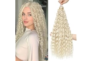 FANLUTYIN 22 Inch Curly Crochet Braiding Hair 3 Packs Ocean Wave Crochet Hair Extensions Deep Wave Synthetic Braiding Hair Curls Hair Twist Water Wave Braided Hair (A1#, 22 Inch 3 Packs)