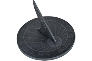 Thorness Grand Cadran Solaire en Ardoise Rond 25 cm de diamètre