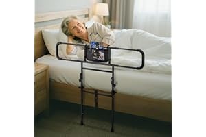 FORTEMOTUS Sponde Letto Anziani, Barriera Letto con Regolabile Sponde Ribaltabile, Borsa, Anticaduta y Supporto per Alzarsi dal Letto per Adulti, Disabili (Spessore Materasso 15-40 cm)