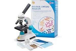 Swift Compound Kids Microscope SW50 with 40X-400X Magnification, Beginner Monocular Microscope with Glass Optics, Coarse Focusing, Starter Kit Includes 31 Piece Accessories Kit with Prepared Slides