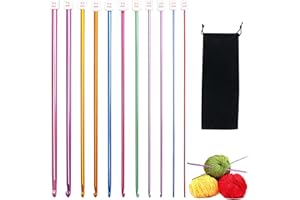 BYYT Set Di 11 Uncinetti Tunisini, Leggeri E Tunisini, 27 Cm, In Alluminio, Set Di Uncinetti Tunisini, Per Principianti, Set Di Ferri Da Maglia Tunisini, Per Uncinetto E Maglieria, 2 Mm-8 Mm