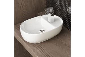 Lavabo in ceramica di design, lavabo per le mani, per il bagno degli ospiti, Waschbecken24 (42x26x13cm, Bianco / A301)