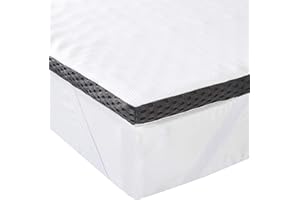 Amazon Basics Topper Matrimoniale 160 x 190 cm, in Memory Foam, 4 cm Coprimaterasso con Angoli Elastici, Bianco