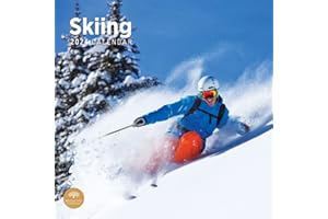 BRIGHT DAY CALENDARS 2024 Skiing Monthly Wall Calendar by Bright Day, 12 x 12 Inch Alpine Nordic Ski resort