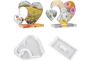 OWNKIM Cornice in Resina Epossidica, Stampi in Silicone a Forma di Cuore per Resina Epossidica 3D, Set da 2 con Supporto - Ideali per Creazioni Artistiche, Regali Fai da Te e Decorazioni Domestiche