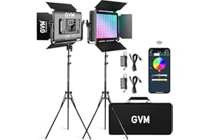 GVM GREAT VIDEO MAKER GVM RGB LED lampa wideo ze statywem, 60 W LED Photography Continuous Light, zestaw sterowania za pomocą aplikacji 360°, pełnokolorowe światło wideo 3200 K-5600 K, oświetlenie studyjne, oświetlenie