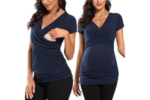 Love2Mi Stillshirt Kurzarm & Langarm Stillkleidung Umstandsshirt Schwangerschaft T-Shirt Nursing Umstandstop