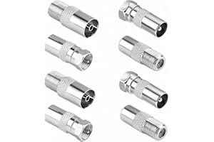 Powice 8 Pieces Coaxial Cable Connector, Satellite Cable Connector, F Connector Satellite Cable, Antenna Plug, TV Coaxial Connector Kit for Satellite Cable, Antenna Cable