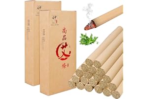 GBKDQQ Moxa Lot de 20 rouleaux de moxa pour cigares 18 mm x 200 mm Bâtons de moxibustion Column Stick, bâtonnets de moxa pur naturel de qualité pour moxibustion douce, soins de santé, guérison partielle du