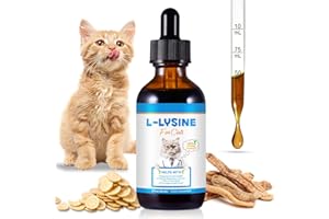 HEXIN Lysin Katze 60ml - L-Lysin Tropfen für Katzen, L-Lysin bei Katzenschnupfen, Linderung von Allergien und Niesen