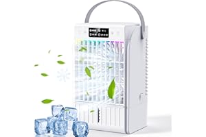 DKLECHUI Portable Air Cooler, 1500ML 4 In 1 Small Evaporative Cooler with Timer, Personal Mini Air Conditioner, 4 Speeds & 2 Spray Modes & 7-Color LED Quiet Misting Fan, Air Coolers for Home Office Dorm