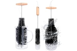 GrünWerk 2 PCS Cepillo Limpia Biberones, 33cm Limpia Botellas por Dentro,Limpiador De Botellas Sin Arañazos Compatibles con Botellas de Cristal Sodastream