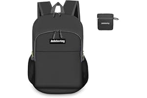 Jedebartey Rucksack, 22L Ultra Lightweight Backpack Foldable Hiking Daypack Small Travel Day Bag for Men Women Kids Outdoor Sports Camping Mountaineering Walking Cycling Climbing (Black)