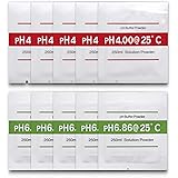 Measury pH Kalibrierlösung 10 Stück 4.00 und 6.86 Pufferlösung, pH Kalibrierpulver Buffer Powder, Eichlösung Rot/Grün