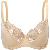 Deyllo Plus Size Lace Bra for Women Embroidered Underwire Bra Non Padded Full Coverage Unlined Bra