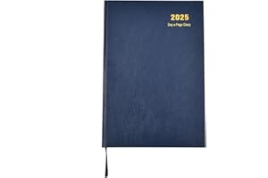 Arpan 2025 Diary A5 One Day to a Page Diary with Full Page of Saturday & Sunday Hardback Cover (Blue - 2025)