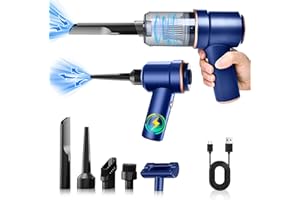 Hersance Elektrische Staubgebläse, 3-in-1 Air Duster 3-Gang 42000U/min Schwarz Tastatur Reinigung Luftspray mit 6000mAh Akku für Laptop, Sofa, Auto, Bürogeräte (Blau)