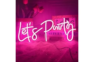 WEEDDY Let's Party - Panneau lumineux néon LED pour décoration murale, décoration artistique, décoration de chambre, fête d'anniversaire, mariage, Saint-Valentin (fête de laisser-rose), 40 x 17 cm