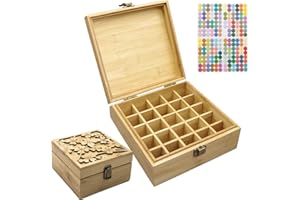 Gracelaza Boîte de Stockage Rangement en Bambou pour Huile Essentielle Aromathérapie - Coffret en Bois pour 25 Bouteilles - Idéal Organisateur pour Voyage et Présentation - Cadeau Gratuit Inclus #B
