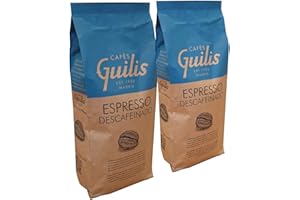 CAFES GUILIS DESDE 1928 AMANTES DEL CAFE Café Décaféiné en Grains Intense Mélange Naturel - Pack 2 kg