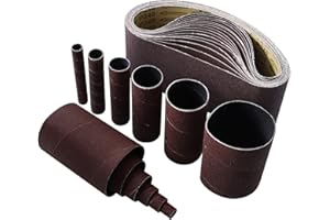 BIGP 100X610mm Schleifband, je 2 Stück Körnungen 80/120/240 + Schleifhülsen für Spindelschleifer in 6 Größen mit verschiedenen Körnungen 80/120, Durchmesser 3", 2", 1-1/2", 1", 3/4", 1/2"