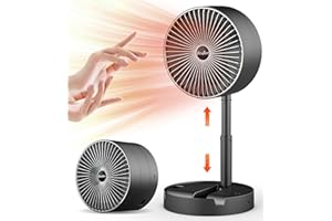 Kouric Stufetta Elettrica Basso Consumo, Termoventilatore Ceramico Portatile Pieghevole Stufa Elettrica 2S Riscaldamento rapido 600W Riscaldamento Elettrico Protezione Contro il Surriscaldamento Nero