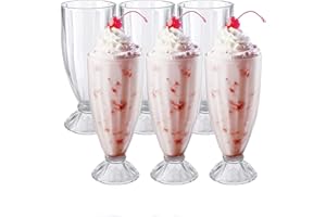 CEDILIS WUWEOT 6pcs Tazze da Gelato 350ml con 6 Cucchiai Lunghi Coppe Gelato In Vetro Set di Bicchieri per Gelato Bicchieri Topkapi Milk Shaker Ciotele per Bevande Gelato per Gelati Dessert Cocktail Frutta