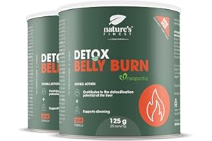 ‎NATURE'S FINEST BY NUTRISSLIM Nature's Finest Detox Belly Burn - Abnehmmittel und Entgiftung Pulver Mit Curcuma, Mariendistel und Artischocken Extrakt Hochdosiert - Vegan, 250 g
