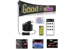 Buithafu Pannello di visualizzazione a LED, matrice di pixel RGB flessibile per messaggi, Bluetooth, controllo app personalizzabile, auto, camion, negozio, bar, hotel