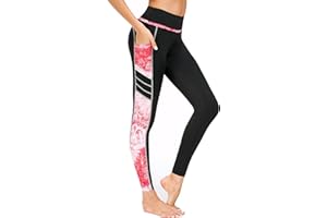 Flatik Sport Leggings Damen mit Taschen，Damen Blickdicht Leggings Damen Fitnesshose Sporthose Laufende Leggings