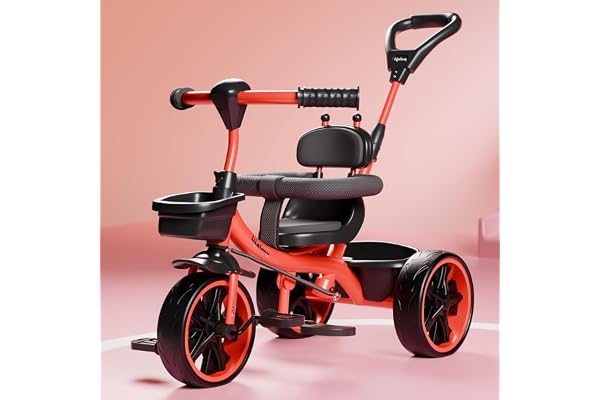 Lifelong Kids Harness Parental Control Tricycle with EVA Wheels, Bell & Storage Basket Baby Trike Age Group 1 Years to 4 Years Carrying Capacity Upto 25 kgs, Red/Black