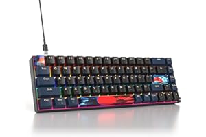 SbocKeeb Teclado 65%, Compact Mechanical Keyboard 68 Teclas,Teclado Gaming 60 Mecanico with Interruptor Rojo Lineal,QWERTY Americano para Computadoras Portátiles de Escritorio y Gamers