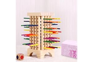 Yexati Montessori Spiel Brettspiel aus Holz, 42 Bunte Holzstäbchen Spiele Würfelspiel Mathe & Feinmotorik Spielzeug, Mathematik Lernspielzeug für Kinder ab 3 4 5 6 Jahre, Familienspiel & Reisespiel
