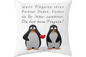 Shoppawhile Pinguin Geschenk Jahrestag für ihn sie Kissenbezug 45×45 cm Hochzeitstag Valentinstag Weihnachten Pärchen Lustige Partner