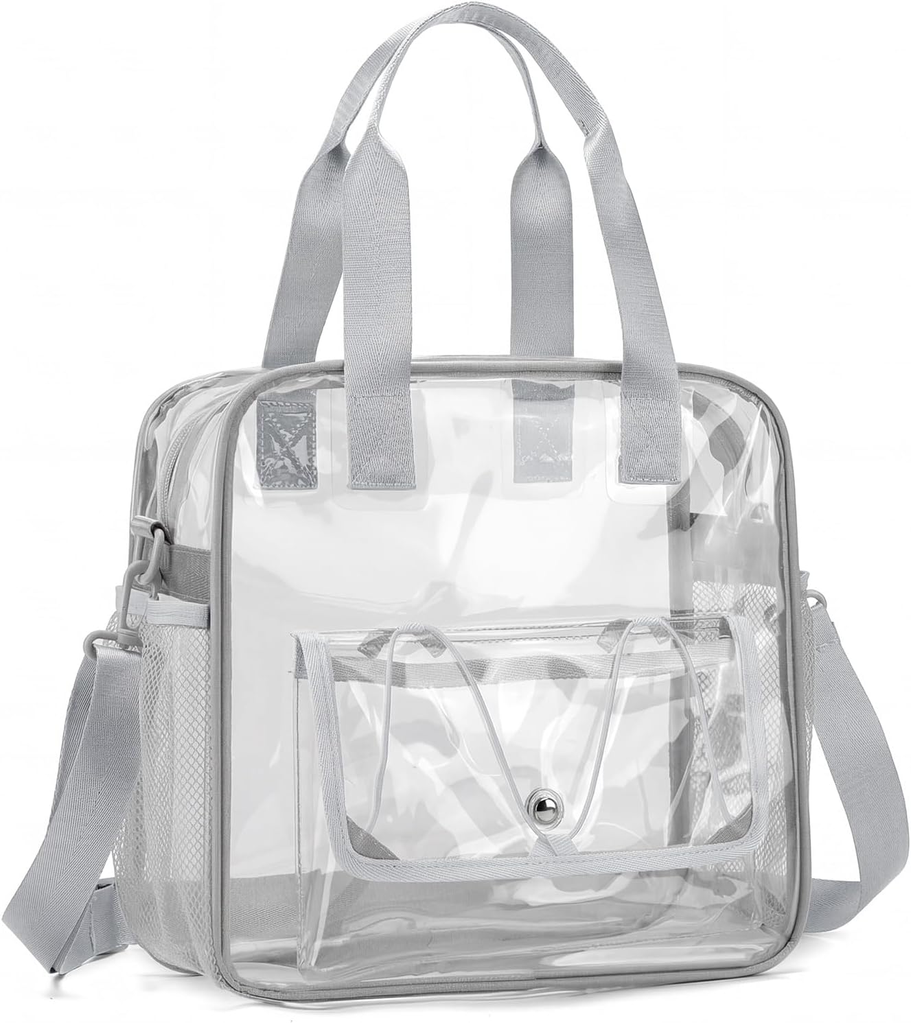 Eulihent Bolso Transparente Mujer Trabajo PVC Bolsa Transparente Bandolera Transparentes Impermeable Bolsa a Tracolla Transparent Bolso de Mano Transparent para Estadios (30x30x13cm)