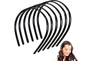 EXIIANTAG 6 Pack Black Plastic Headbands for Women Girls Man,Black Hair Hoop with Teeth,Headband Hair Bands for Unisex (8mm Wide)