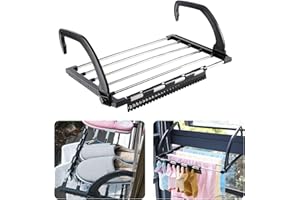 Fauxpont Séchoirs à Linge, Pliable en Acier Inoxydable, Séchoir à Linge Pliant Balcon/Radiator/Balustrade, Étendoir Chaussette Coupe-Vent Inclus (32x40cm)