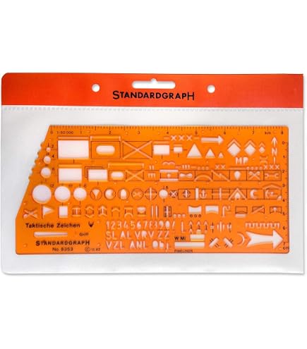 Linex NATO Truppenschablone 1374S – Taktische Militärsymbole Nach APP-6A – 275x125 Mm – Für Karten & Pläne