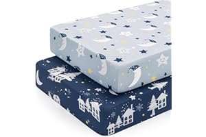 Yukkidds 2er Pack Baby Spannbettlaken Spannbetttücher 140 x 70 cm Elastizität Atmungsaktiv Mikrofaser Matratzenbezug Laken für Kinderbett Beistellbett Babybett, Dunkelblau